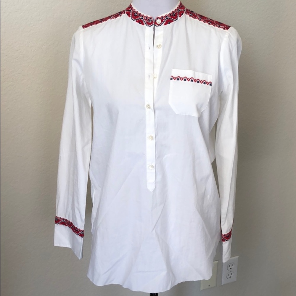 J Crew Embroidered Tunic Top